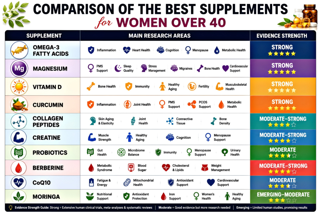 Best Supplements for Women Over 40 (2026 Evidence-Based Guide to Healthy Aging) image