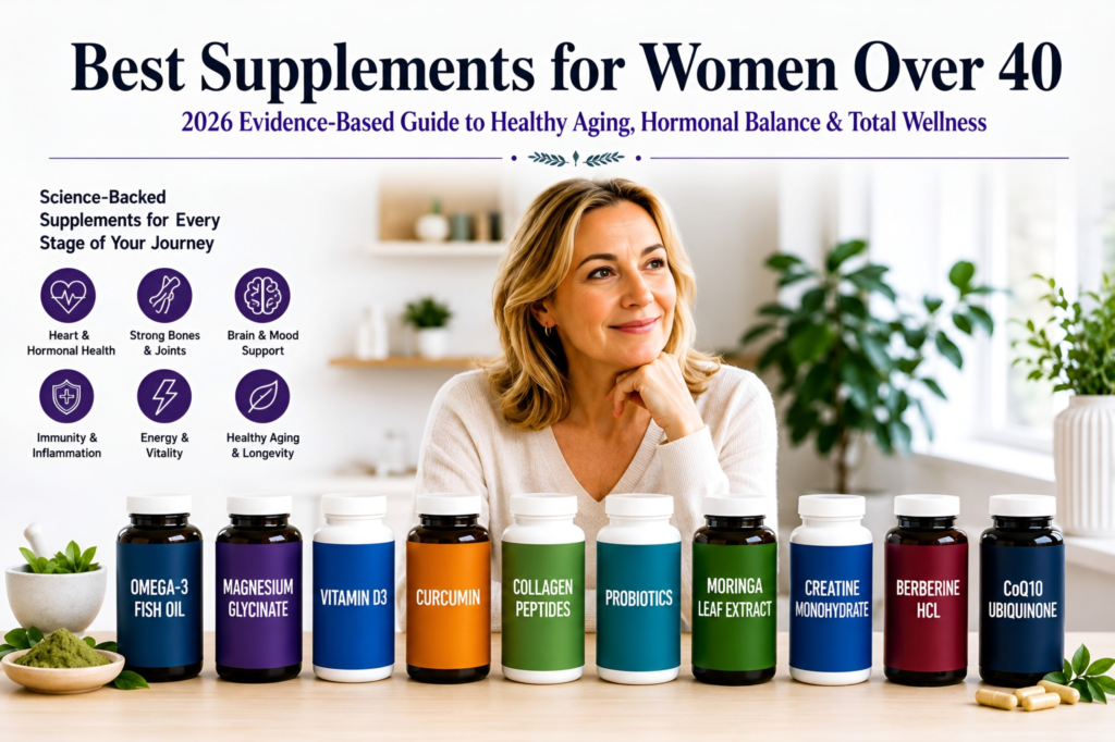 Best Supplements for Women Over 40 (2026 Evidence-Based Guide to Healthy Aging) Best supplements for women over 40 for healthy aging and wellness