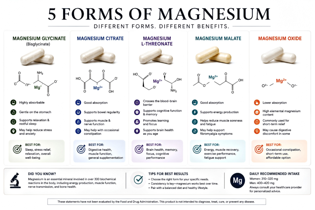 5 forms of Magnesium Supplements